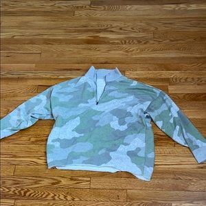 Aerie Quarter Zip Camo Sweater